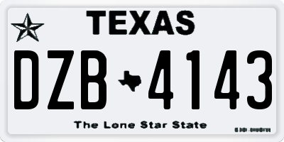 TX license plate DZB4143