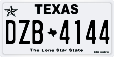 TX license plate DZB4144