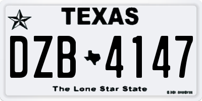 TX license plate DZB4147