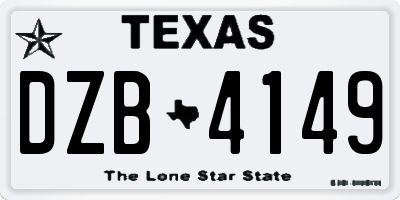 TX license plate DZB4149