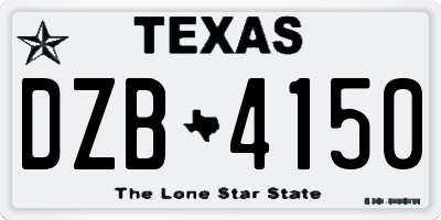 TX license plate DZB4150