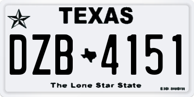 TX license plate DZB4151