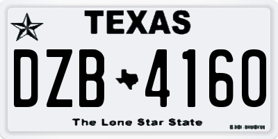 TX license plate DZB4160