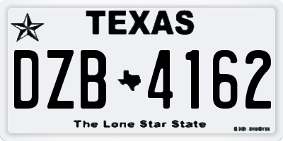 TX license plate DZB4162