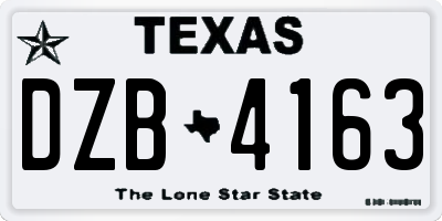 TX license plate DZB4163