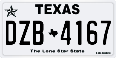 TX license plate DZB4167