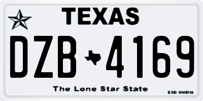 TX license plate DZB4169