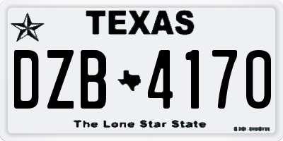 TX license plate DZB4170