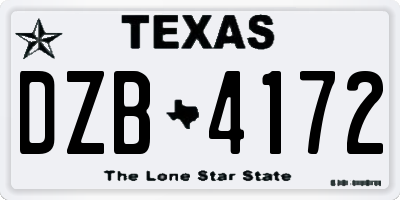 TX license plate DZB4172