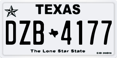 TX license plate DZB4177