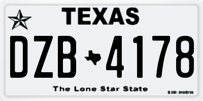 TX license plate DZB4178