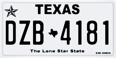 TX license plate DZB4181