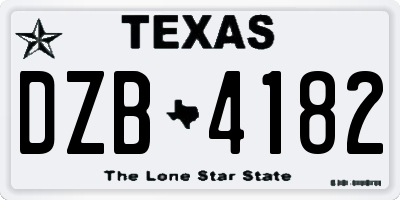 TX license plate DZB4182