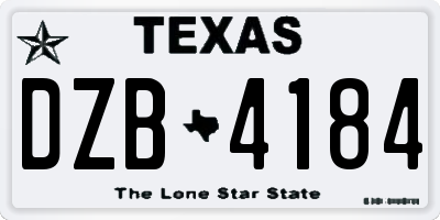 TX license plate DZB4184