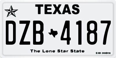TX license plate DZB4187