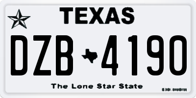 TX license plate DZB4190