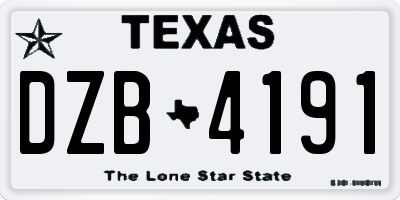 TX license plate DZB4191