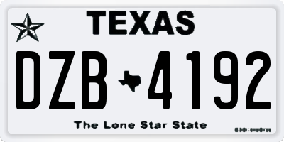 TX license plate DZB4192