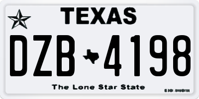 TX license plate DZB4198