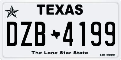 TX license plate DZB4199