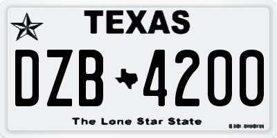 TX license plate DZB4200
