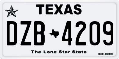 TX license plate DZB4209