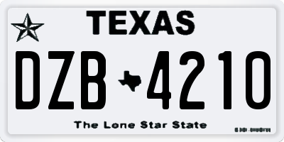 TX license plate DZB4210