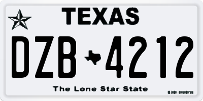 TX license plate DZB4212
