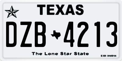 TX license plate DZB4213