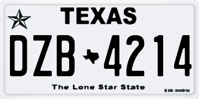 TX license plate DZB4214