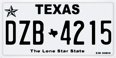 TX license plate DZB4215