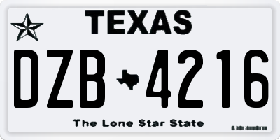 TX license plate DZB4216