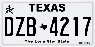TX license plate DZB4217