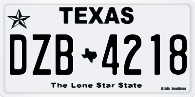 TX license plate DZB4218