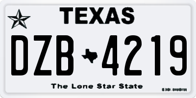 TX license plate DZB4219