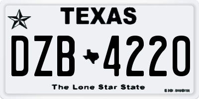 TX license plate DZB4220