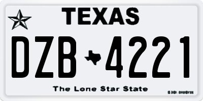 TX license plate DZB4221