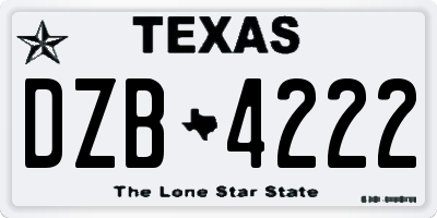 TX license plate DZB4222