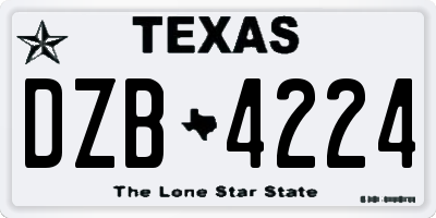 TX license plate DZB4224
