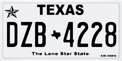 TX license plate DZB4228
