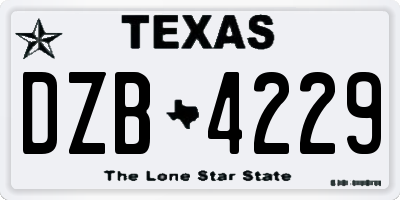 TX license plate DZB4229