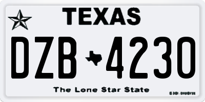 TX license plate DZB4230