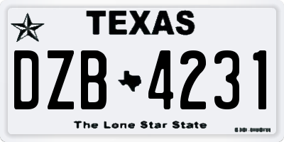 TX license plate DZB4231