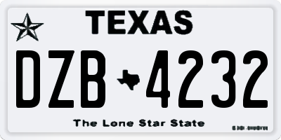TX license plate DZB4232