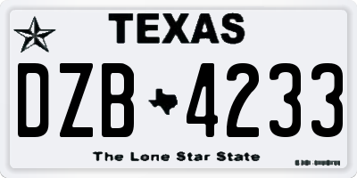 TX license plate DZB4233