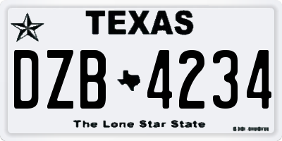 TX license plate DZB4234