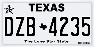 TX license plate DZB4235