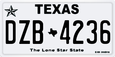 TX license plate DZB4236