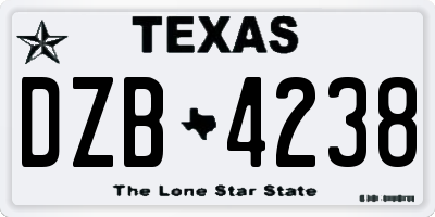 TX license plate DZB4238
