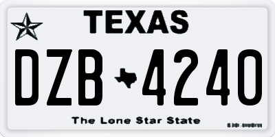 TX license plate DZB4240